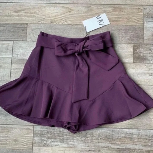 NWT Zara purple skirt, skort, built-in shorts for women, size S - Picture 4 of 11